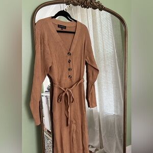 Eloquii brown ribbed sweater jumpsuit